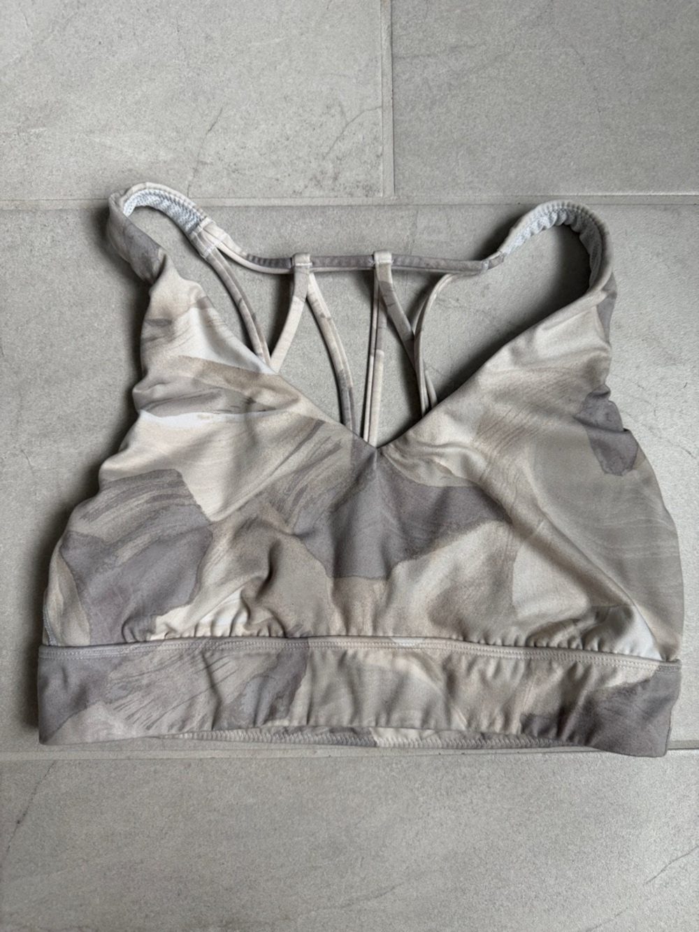 all in motion Neutral Marble Strappy Sports Bralette - Gray Beige